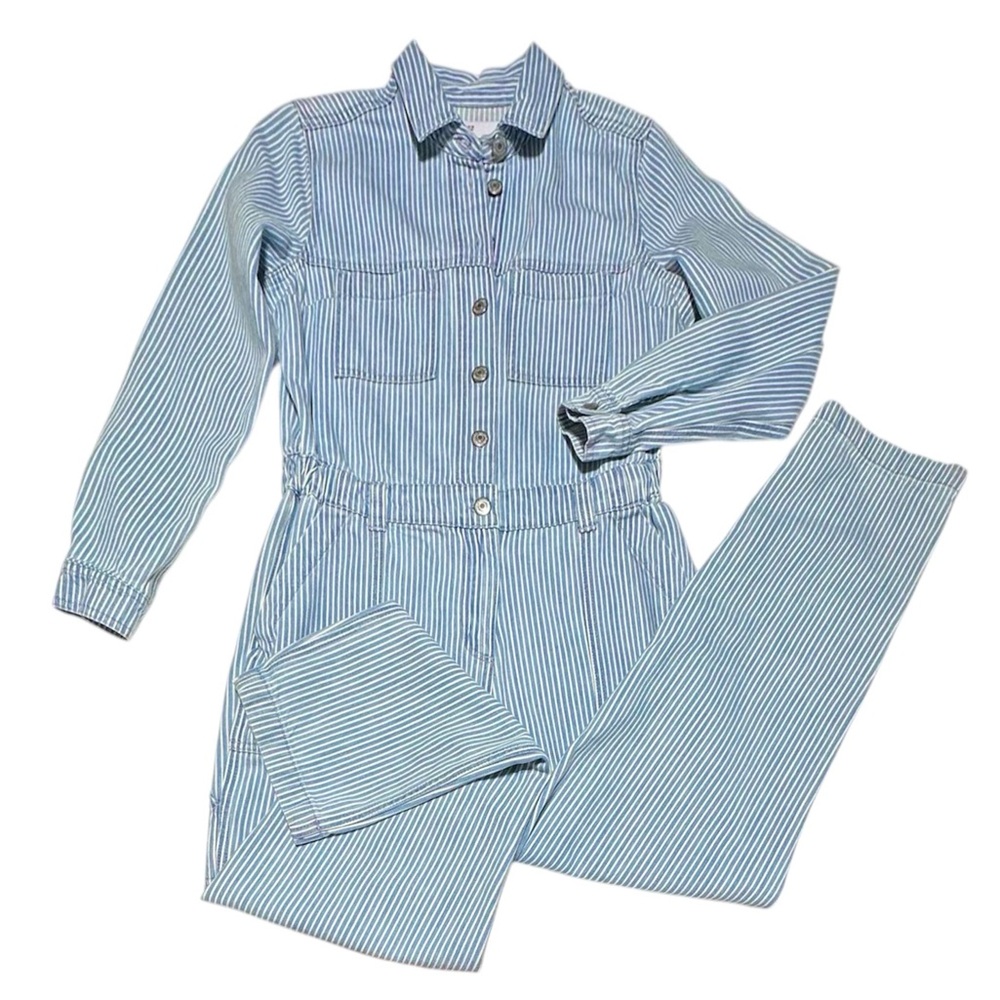 Old Navy Stripes Long sleeves Denim Jumpsuit size XS